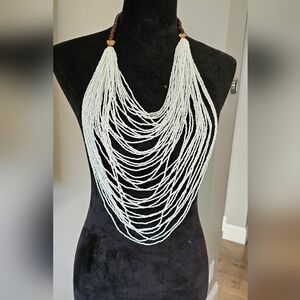 Handcrafted Elegant White Beaded Necklace